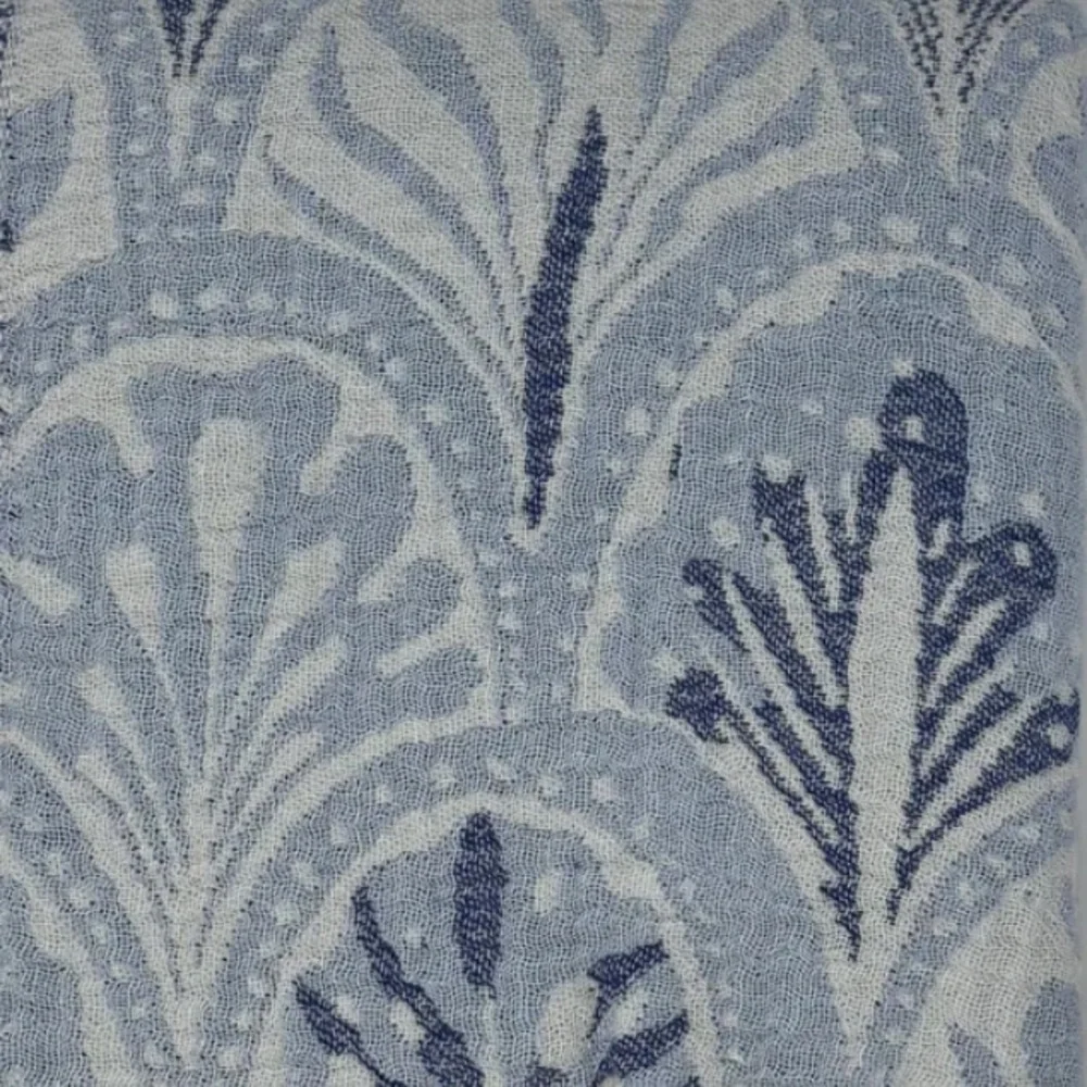 Succulents Blue Woven Cotton 2-in-1 Blanket Towel • Privacy Curtain Shower 4 PC
